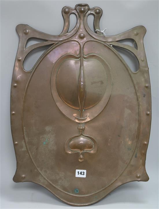 An Art Nouveau copper plaque